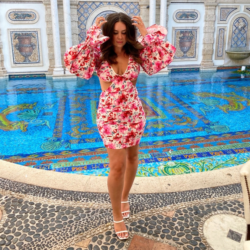 (REVOLVE INSPIRED) Cut out balloon sleeve dress